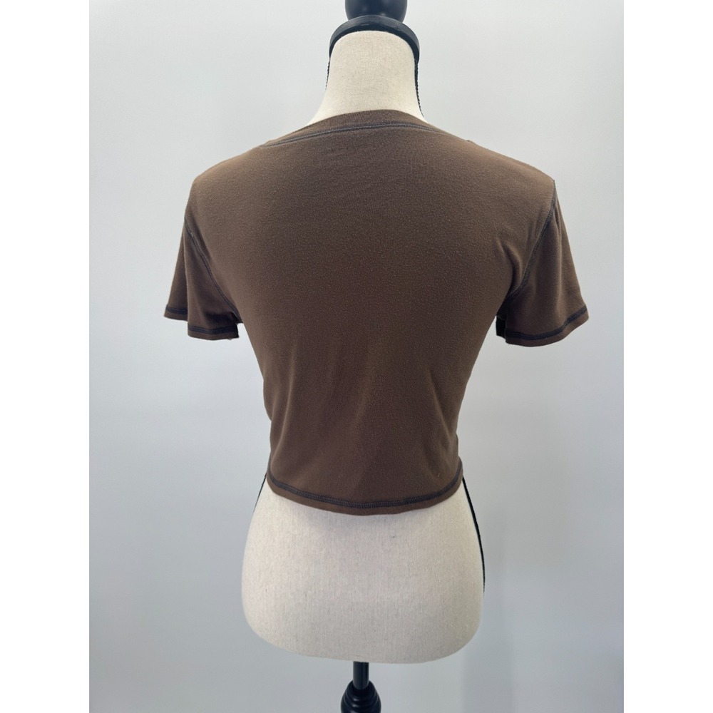 Arizona Tour 1976 Cropped Baby Tee Band Top Chocolate Brown Large Boho Festival - Picture 3 of 9